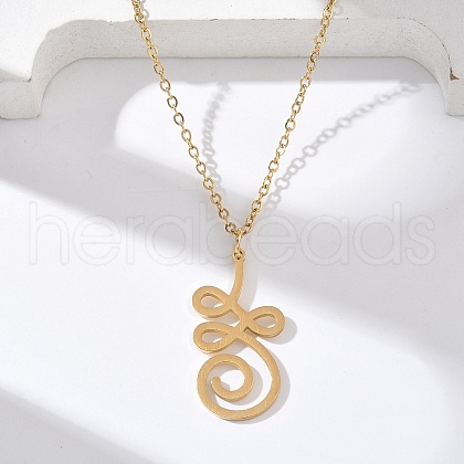 304 Stainless Steel Hollow Cut Yoga Om Lotus Flower Pendant Necklaces NJEW-Z073-02G-01-1