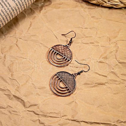 Flat Round Bohemian Style Zinc Alloy Dangle Earrings FS-WG9CCFB-02-1