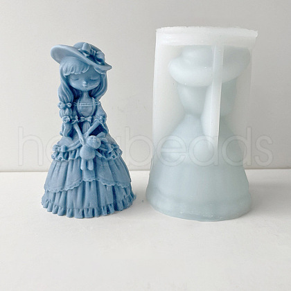 DIY 3D Goddess Girl with Animal Figurine Statue Silicone Molds DIY-G081-01A-1