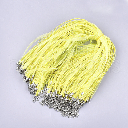 Waxed Cord and Organza Ribbon Necklace Making NCOR-T002-110-1