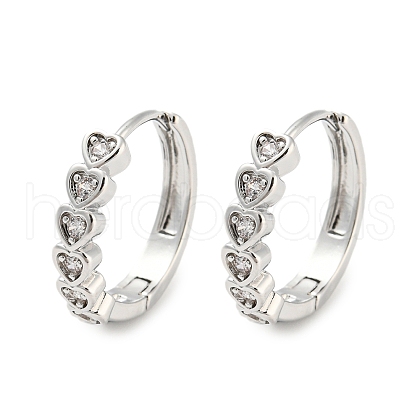 Brass with Cubic Zirconia Hoop Earrings EJEW-G363-10P-1