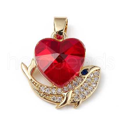 Real 18K Gold Plated Rack Plating Brass Micro Pave Cubic Zirconia Pendants KK-C015-28G-09-1