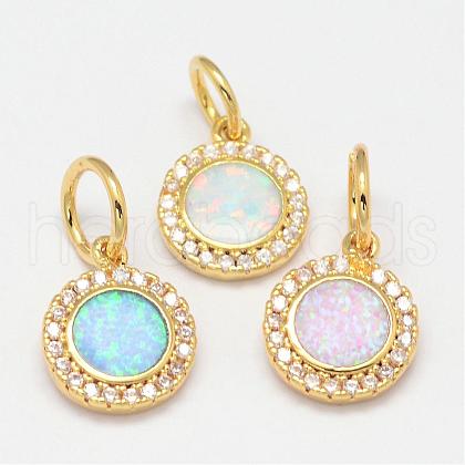 Brass Micro Pave Cubic Zirconia Charms ZIRC-G068-G-1