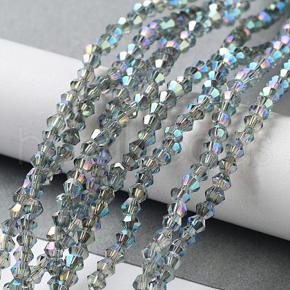 1 Strand Faceted Bicone Full Plated Glass Beads Strands X-EGLA-J026-3mm-F10-1