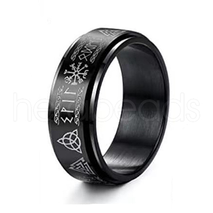 Viking Rune Stainless Steel  Rotatable Finger Ring PW-WGDA45C-04-1