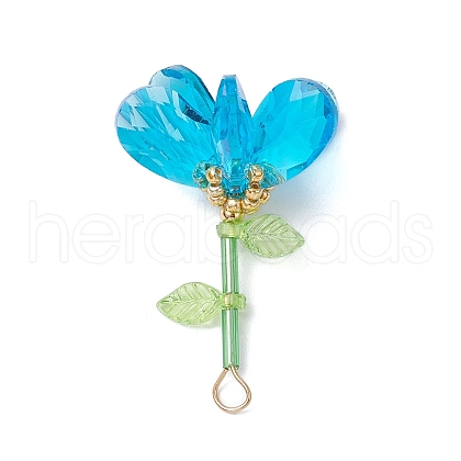 Handmade Glass Beaded Flower Pendants PALLOY-MZ00742-04-1