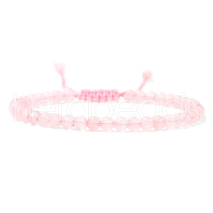 Adjustable Women's Rose Quartz Beaded Bracelet CN3407-48-1