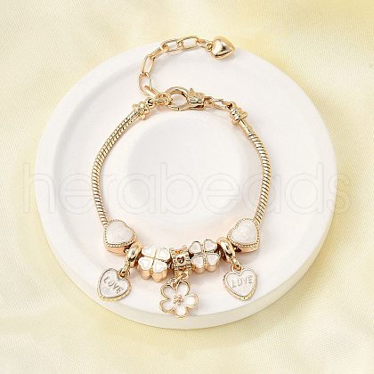 Alloy Enamel European Beads Charm Bracelets BJEW-F495-18G-1