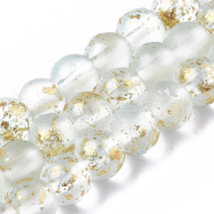 Frosted Spray Painted Glass Beads Strands X-GLAA-N035-03A-C09-1