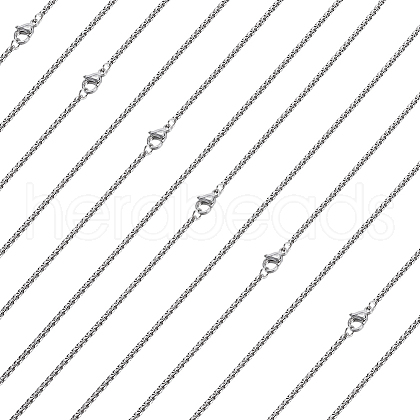 Beebeecraft 10Pcs 304 Stainless Steel Box Chain Necklaces NJEW-BBC0001-11B-1