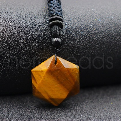 Natural Tiger Eye Pendant Necklaces PW-WG41900-07-1
