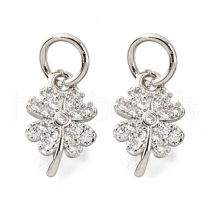 Clover Brass Micro Pave Clear Cubic Zirconia Pendants KK-K300-10P-1