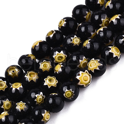 Round Millefiori Glass Beads Strands LK-P001-31-1