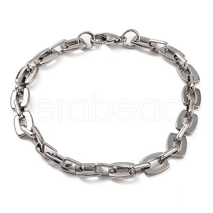 Tarnish Resistant Vacuum Plating 201 Stainless Steel Rectangle Link Chain Bracelets BJEW-B078-51P-1