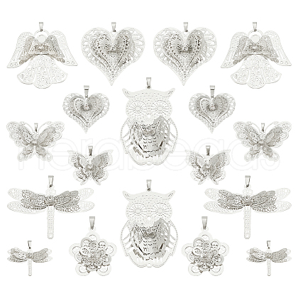   18Pcs 9 Styles Brass Rhinestone Pendants FIND-PH0020-70-1