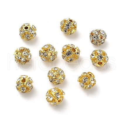 6mm Brass Crystal Rhinestone Beads KK-S519-01A-02G-1