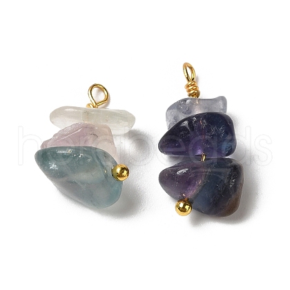 Natural Fluorite Pendants KK-P242-31G-08-1