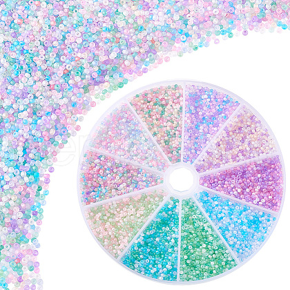   10 Setes 10 Colors Transparent Frosted Glass Round Seed Beads GLAA-PH0003-44A-1