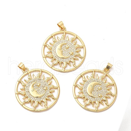 Rack Plating Brass Micro Pave Cubic Zirconia Pendants KK-B068-04G-1