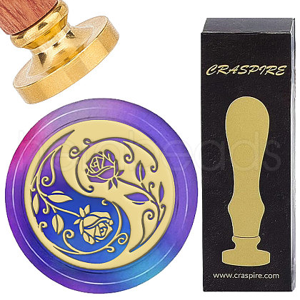 Brass Wax Seal Stamps with Wood Handle AJEW-WH0412-0229-1