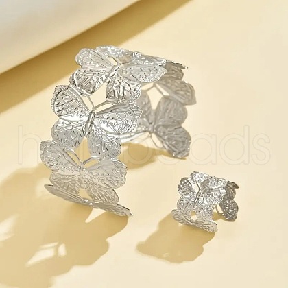 Butterfly Alloy Cuff Bangles & Rings Sets for Women FS-WG97FA7-02-1