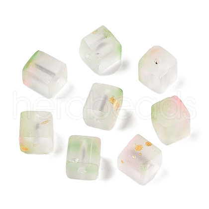 Frosted Glass Beads with Golden Glitter Powder X1-DGLA-NH001-8mm-01E-1