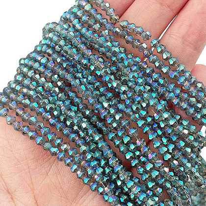 Transparent Electroplate Glass Beads Strands EGLA-A039-T2mm-UA12-1