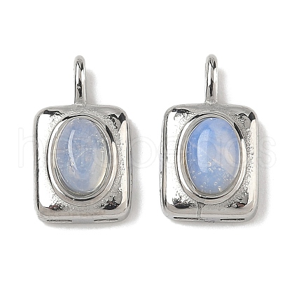 304 Stainless Steel Pave Opalite Rectangle with Oval Charms STAS-L022-516P-06-1