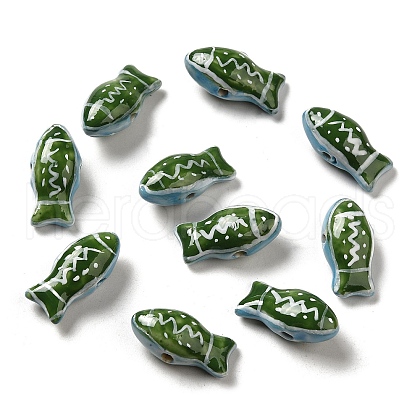 Handmade Printed Porcelain Beads PORC-E015-17J-1