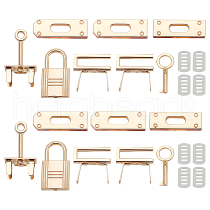 WADORN 2 Sets Alloy Bag Lock Clasp Set FIND-WR0006-90-1