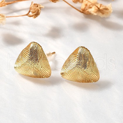 Brass Triangle Stud Earrings EJEW-Z083-03G-1