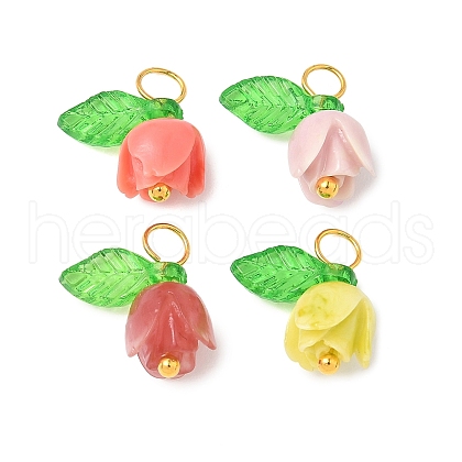 4Pcs Flower Shape Synthetic Shell Charms PALLOY-JF03862-1