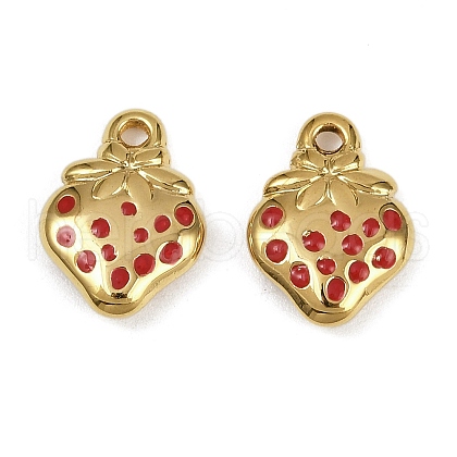 Strawberry 304 Stainless Steel Enamel Pendants STAS-L290-21A-G-1