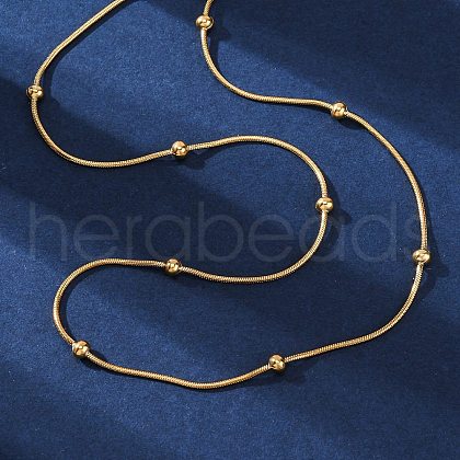 PVD Vacuum Plating 304 Stainless Steel Round Snake Chain Necklaces STAS-A051-08G-1