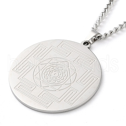 Non-Tarnish 304 Stainless Steel Curb Chain Pendant Necklaces NJEW-H034-01P-1