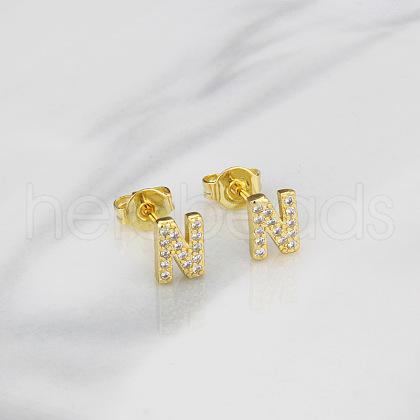 Brass Clear Cubic Zirconia Stud Earrings WGC2A80-14-1