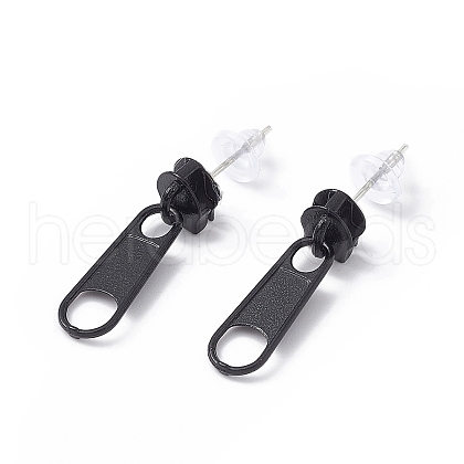 Alloy Zipper Buckle Dangle Stud Earrings with Iron Pins for Women EJEW-A090-01E-1