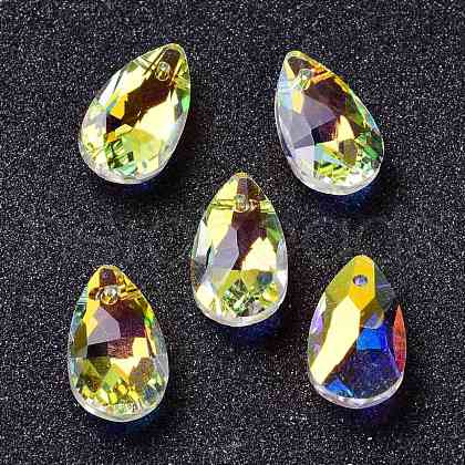 Faceted Teardrop Glass Pendants GLAA-O008-A15-1