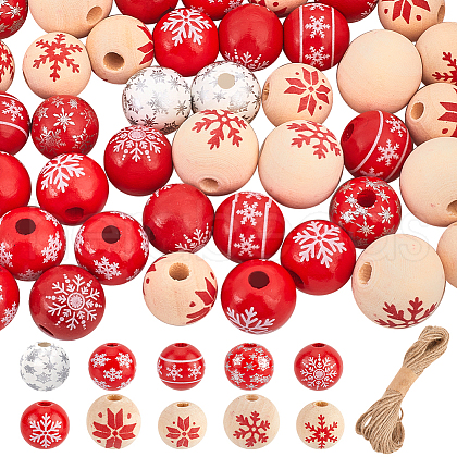 SUNNYCLUE Painted Natural Wood European Beads WOOD-SC0001-83-1