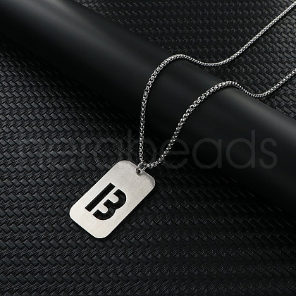 Rectangle with Hollow Out Letter 201 Stainless Steel Pendant Necklaces FS-WG34D20-20-1