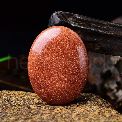 Mother's Day Gifts Synthetic Goldstone Oval Palm Stone Massager PW-WG63539-17-1