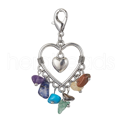 Alloy Heart Pendant Decoration HJEW-JM01454-1
