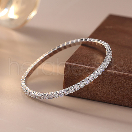 925 Sterling Silver Pave Cubic Zirconia Sqaure Link Chain Bracelets BJEW-A037-10P-1