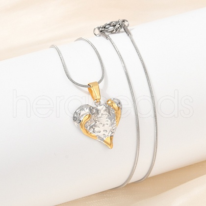 304 Stainless Steel Two Tone Pendant Necklaces for Women NJEW-S445-01F-GP-1