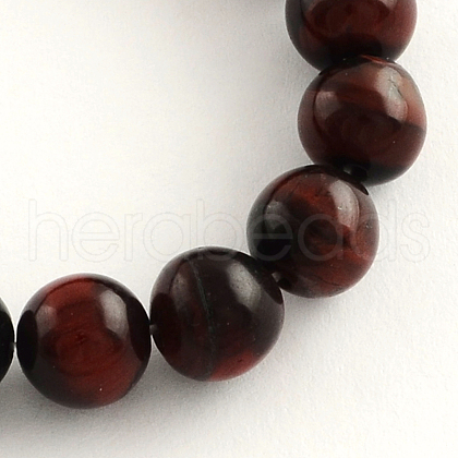 Dyed & Heated Natural Red Tiger Eye Round Gemstone Beads Strands G-R256-6mm-1