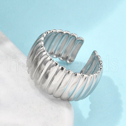 304 Stainless Steel Open Cuff Ring for Women X-RJEW-U014-05P-1