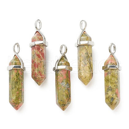 Natural Unakite Pointed Pendants X-G-M378-01P-A35-1