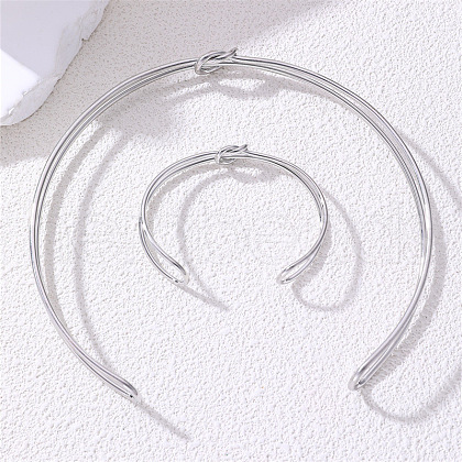 Knot Zinc Alloy Choker & Cuff Bangles Sets FS-WGEFCD5-01-1