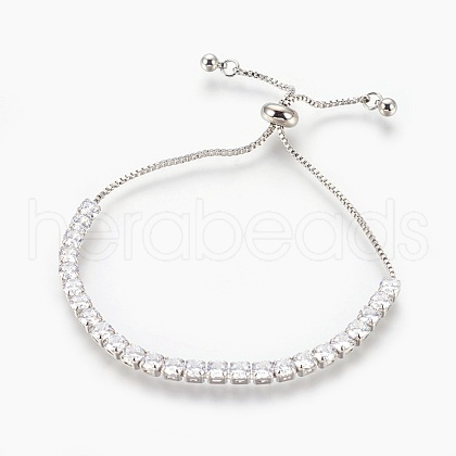 Brass Cubic Zirconia Bolo Tennis Bracelets BJEW-P232-01P-01-1