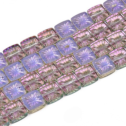 Electroplate Transparent Glass Beads Strands EGLA-N017-03F-1
